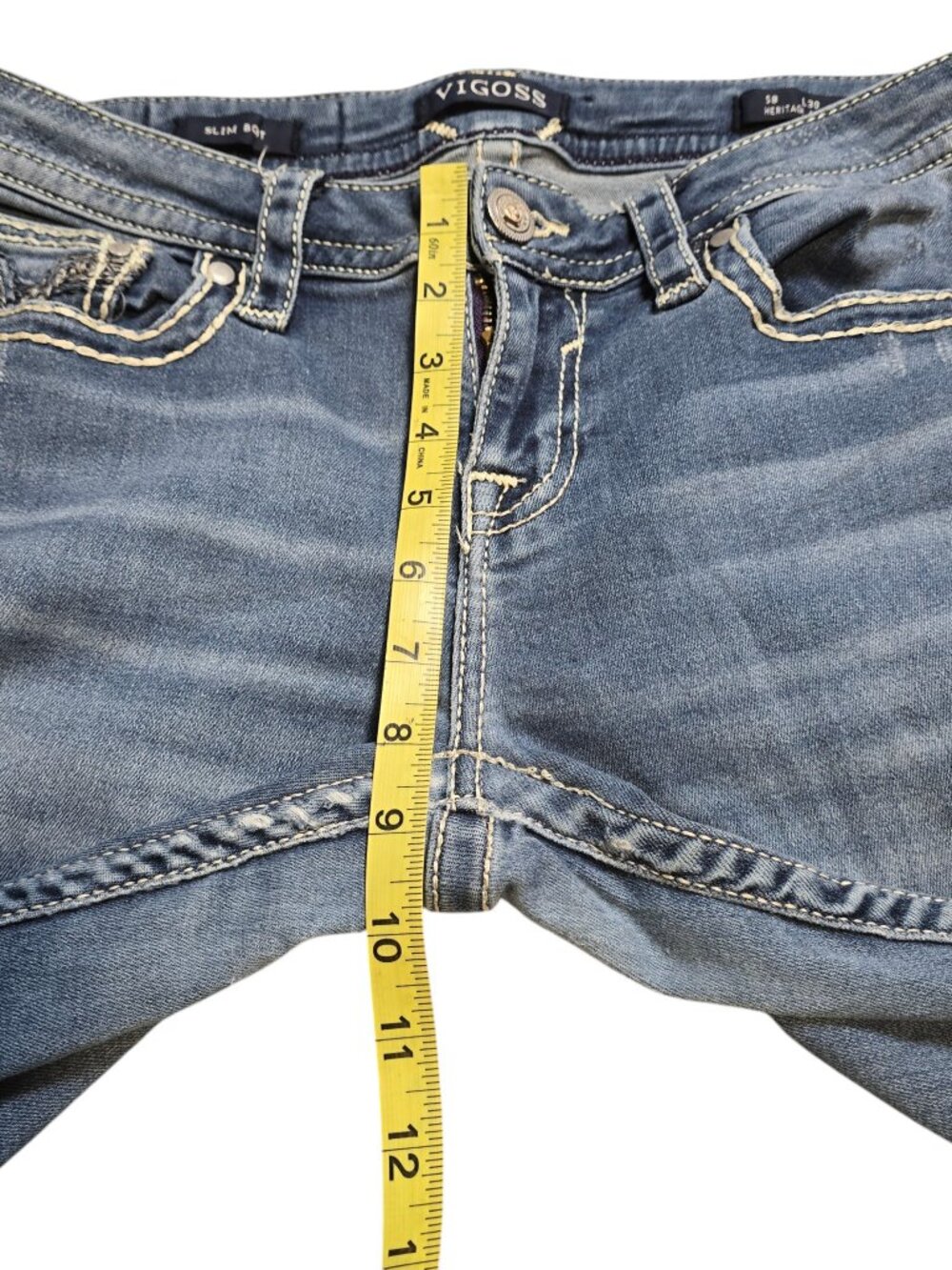 Vigoss Women’s Y2K Low Rise Heritage Fit Slim Boot Cut Mid Wash Jeans 8 - Picture 4 of 16